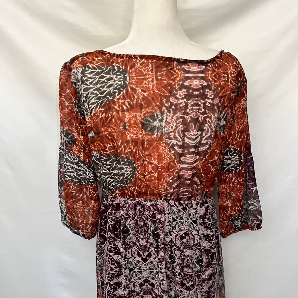 Earthbound Trading Boho Festival Maxi Dress Sz L Tassel Hippie Sheer Empire - Picture 10 of 15
